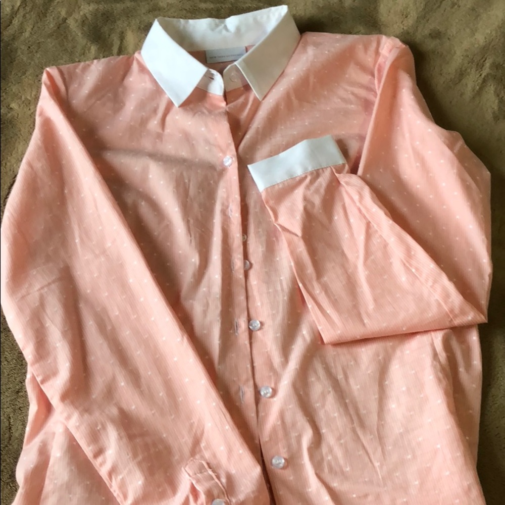 Pink polka dot dress shirt